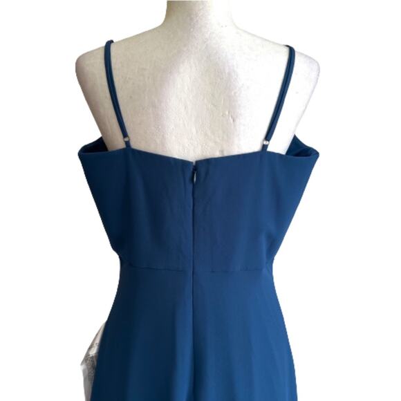 Dress The Population Blue Cambria Knot Tie Bodice Formal Evening Dress Large NEW - Picture 7 of 13